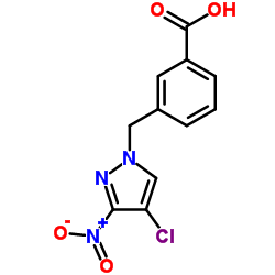 3-[(4-Chloro-3-nitro-1H-pyrazol-1-yl)methyl]benzoic acid结构式