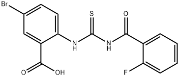 5-bromo-2-[[[(2-fluorobenzoyl)amino]thioxomethyl]amino]-benzoic acid结构式