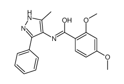 2,4-dimethoxy-N-(5-methyl-3-phenyl-1H-pyrazol-4-yl)benzamide结构式