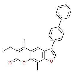 6-ethyl-5,9-dimethyl-3-(4-phenylphenyl)furo[3,2-g]chromen-7-one结构式
