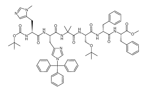 Boc-Pmh-His(Trt)-Aib-Ser(tBu)-D-Phe-Phe-OMe结构式