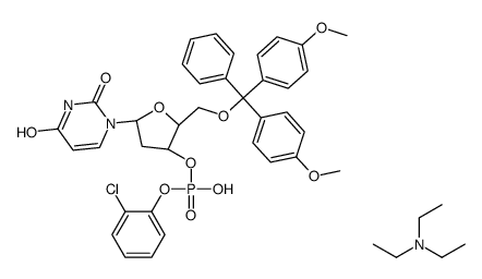 3'-Uridylic acid, 5'-O-[bis(4-methoxyphenyl)phenylmethyl]-2'-deoxy-, mono(2-chlorophenyl) ester, compd. with N,N-diethylethanamine (1:1)结构式