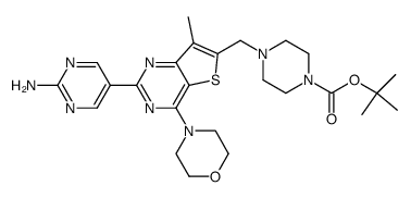 tert-butyl 4-((2-(2-aminopyrimidin-5-yl)-7-methyl-4-morpholinothieno[3,2-d]pyrimidin-6-yl)methyl)piperazine-1-carboxylate Structure