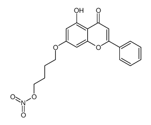 4-(5-羟基-4-氧代-2-苯基-4H-色烯-7-基氧基)硝酸丁酯结构式