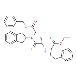 N-[(2,3-Dihydro-1H-inden)-2-yl]-N-[N-[1-(ethoxycarbonyl)-3-phenylpropyl]-L-alanyl]glycine phenylmethyl ester结构式