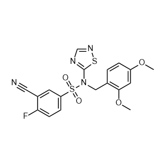 3-Cyano-N-(2,4-dimethoxybenzyl)-4-fluoro-N-(1,2,4-thiadiazol-5-yl)benzenesulfonamide Structure