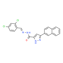 (E)-N-(2,4-dichlorobenzylidene)-3-(naphthalen-2-yl)-1H-pyrazole-5-carbohydrazide structure