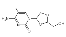 (-)-β-D-Dioxolane-5-fluoro Cytidine Structure