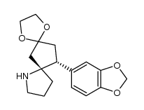 (5S*,6S*)-6-(3,4-methylenedioxyphenyl)-1-azaspiro[4.4]nonan-9-one ethylene acetal Structure