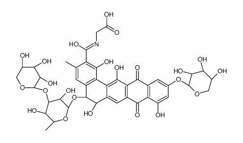 2-[[(5S,6S)-5-[(2S,3R,4S,5S,6R)-3,5-dihydroxy-6-methyl-4-[(2S,3R,4S,5R)-3,4,5-trihydroxyoxan-2-yl]oxyoxan-2-yl]oxy-1,6,9,14-tetrahydroxy-3-methyl-8,13-dioxo-11-[(2R,3S,4R,5S)-3,4,5-trihydroxyoxan-2-yl]oxy-5,6-dihydrobenzo[a]tetracene-2-carbonyl]amino]acet Structure