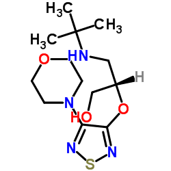 (2S)-3-[(2-Methyl-2-propanyl)amino]-2-{[4-(4-morpholinyl)-1,2,5-thiadiazol-3-yl]oxy}-1-propanol structure