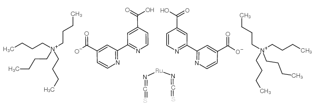 Bis(tetrabutylammonium) Dihydrogen Bis(isothiocyanato)bis(2,2'-bipyridyl-4,4'-dicarboxylato)ruthenium(II) Structure