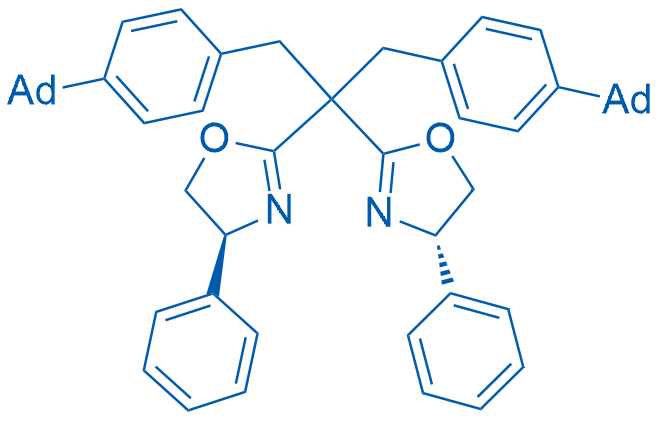 (4S,4'S)-2,2'-(1,3-双(4-(金刚烷-1-基)苯基)丙烷-2,2-二基)双(4-苯基-4,5-二氢恶唑)结构式