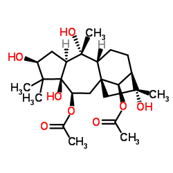 (3β,6β,14R)-3,5,10,16-Tetrahydroxygrayanotoxane-6,14-diyl diacetate结构式