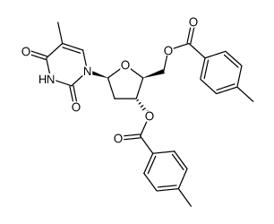 1-[3,5-bis-O-(4-methylbenzoyl)-2-deoxy-beta-L-erythro-pentofuranosyl]-5-methyl-2,4(1H,3H)-pyrimidinedione结构式