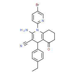 2-amino-1-(5-bromo-2-pyridinyl)-4-(4-ethylphenyl)-5-oxo-1,4,5,6,7,8-hexahydro-3-quinolinecarbonitrile结构式