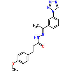 3-(4-Methoxyphenyl)-N'-{(1E)-1-[3-(1H-tetrazol-1-yl)phenyl]ethylidene}propanehydrazide Structure