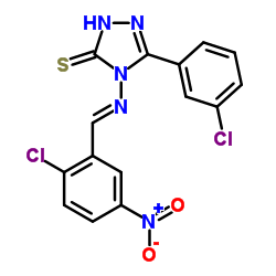 4-{[(E)-(2-Chloro-5-nitrophenyl)methylene]amino}-5-(3-chlorophenyl)-4H-1,2,4-triazole-3-thiol结构式