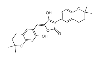 3-(3,4-Dihydro-2,2-dimethyl-2H-1-benzopyran-6-yl)-5-[(Z)-(3,4-dihydro-7-hydroxy-2,2-dimethyl-2H-1-benzopyran-6-yl)methylene]-4-hydroxy-2(5H)-furanone结构式