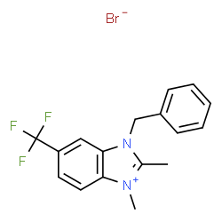 1,2-dimethyl-3-(benzyl)-5-(trifluoromethyl)-1H-benzimidazolium bromide structure