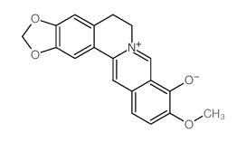 Benzo[g]-1,3-benzodioxolo[5,6-a]quinolizinium,5,6-dihydro-9-hydroxy-10-methoxy-, inner salt Structure