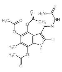 [4,7-diacetyloxy-3-[(2-carbamothioylhydrazinyl)methylidene]-2-chloro-6-methyl-indol-5-yl] acetate Structure