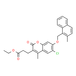 ethyl 3-[6-chloro-4-methyl-7-[(2-methylnaphthalen-1-yl)methoxy]-2-oxochromen-3-yl]propanoate structure