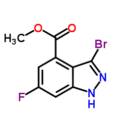 Methyl 3-bromo-6-fluoro-1H-indazole-4-carboxylate结构式