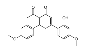 6-acetyl-3-(2-hydroxy-4-methoxyphenyl)-5-(4-methoxyphenyl)cyclohex-2-en-1-one Structure