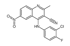 4-(3-Chloro-4-fluoro-phenylamino)-2-methyl-6-nitro-quinoline-3-carbonitrile结构式