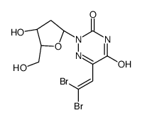 6-(2,2-dibromoethenyl)-2-[(2R,4S,5R)-4-hydroxy-5-(hydroxymethyl)oxolan-2-yl]-1,2,4-triazine-3,5-dione结构式