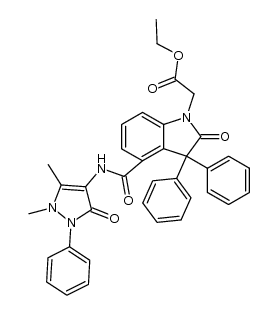 Ethyl 4-(4-antipyrylaminocarbonyl)-3,3-diphenyl-2-oxoindoline-1-acetate结构式