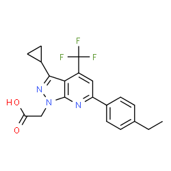 2-[3-Cyclopropyl-6-(4-ethylphenyl)-4-(trifluoromethyl)pyrazolo[3,4-b]pyridin-1-yl]acetic acid structure