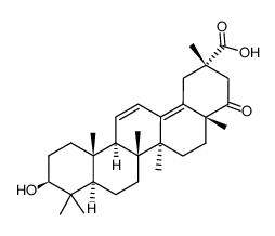 3β-Hydroxy-22-oxooleana-11,13(18)-dien-29-oic acid structure
