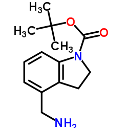 4-Aminomethyl-2,3-dihydro-indole-1-carboxylic acid tert-butyl ester结构式