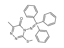 6-Methyl-3-(methylthio)-4-<(triphenylphosphoranylidene)amino>-5-oxo-4,5-dihydro-1,2,4-triazine结构式
