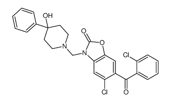 5-chloro-6-(2-chlorobenzoyl)-3-[(4-hydroxy-4-phenylpiperidin-1-yl)methyl]-1,3-benzoxazol-2-one结构式