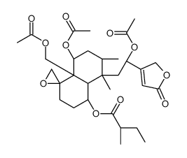 [(1R,4aR,5S,7R,8S,8aR)-5-acetyloxy-4a-(acetyloxymethyl)-8-[(2S)-2-acetyloxy-2-(5-oxo-2H-furan-3-yl)ethyl]-7,8-dimethylspiro[2,3,5,6,7,8a-hexahydro-1H-naphthalene-4,2'-oxirane]-1-yl] (2S)-2-methylbutanoate结构式
