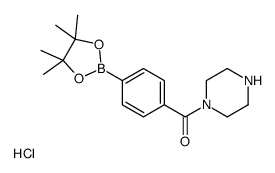 Piperazin-1-yl(4-(4,4,5,5-tetramethyl-1,3,2-dioxaborolan-2-yl)phenyl)methanone hydrochloride Structure