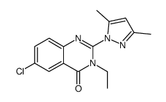 6-chloro-2-(3,5-dimethyl-1H-pyrazol-1-yl)-3-ethylquinazolin-4(3H)-one结构式