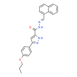 N'-[(E)-naphthalen-1-ylmethylidene]-3-(4-propoxyphenyl)-1H-pyrazole-5-carbohydrazide结构式