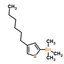 (4-己基-2-噻吩基)三甲基锡烷结构式