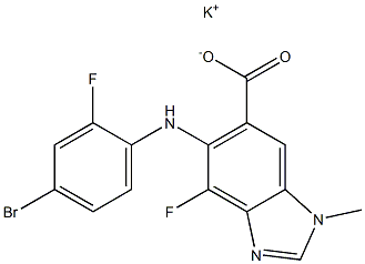 potassium 5-((4-bromo-2-fluorophenyl)amino)-4-fluoro-1-methyl-1H-benzo[d]imidazole-6-carboxylate Structure