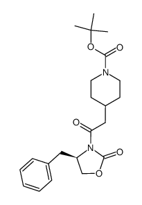 3-[2-(N-t-BOC-4-piperidinyl)-1-oxoethyl]-4(R)- (benzyl)-2-oxazolidinone结构式
