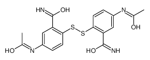 5-acetamido-2-[(4-acetamido-2-carbamoylphenyl)disulfanyl]benzamide Structure