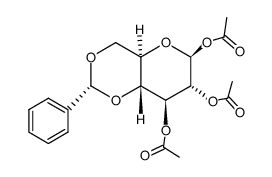 4,6-Di-O-benzyliden-1,2,3-tri-O-acetyl-β-D-glucopyranose结构式