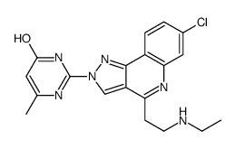 2-[7-chloro-4-[2-(ethylamino)ethyl]pyrazolo[4,3-c]quinolin-2-yl]-6-methyl-1H-pyrimidin-4-one结构式