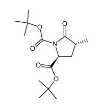 (2S,4R)-4-methyl-5-oxopyrrolidine-1,2-dicarboxylic acid di-tert-butyl ester Structure