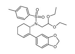 (S)-2-(3,4-methylenedioxyphenyl)-3-[(N-p-tolylsulfonyl)-2,2-diethoxyethylamino]-1-cyclohexene Structure