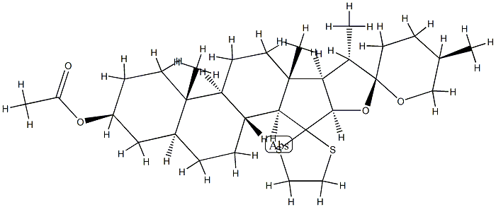 (25R)-15,15-Ethylenedithio-3β-acetyloxy-5α-spirostane结构式